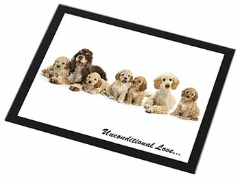 Cockerpoodles-Love- Black Rim High Quality Glass Placemat