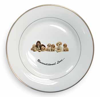 Cockerpoodles-Love- Gold Rim Plate Printed Full Colour in Gift Box