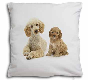 Poodle and Cockerpoo Soft White Velvet Feel Scatter Cushion