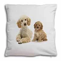 Poodle and Cockerpoo Soft White Velvet Feel Scatter Cushion