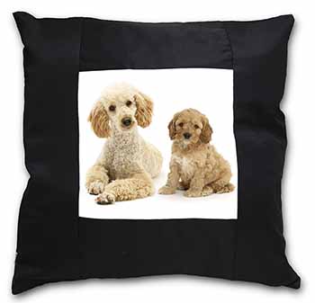 Poodle and Cockerpoo Black Satin Feel Scatter Cushion