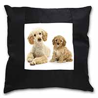Poodle and Cockerpoo Black Satin Feel Scatter Cushion