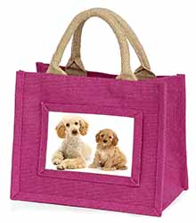 Poodle and Cockerpoo Little Girls Small Pink Jute Shopping Bag