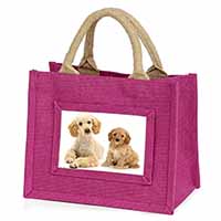 Poodle and Cockerpoo Little Girls Small Pink Jute Shopping Bag