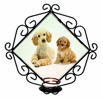 Poodle and Cockerpoo Wrought Iron Wall Art Candle Holder