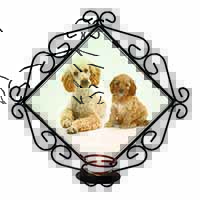 Poodle and Cockerpoo Wrought Iron Wall Art Candle Holder