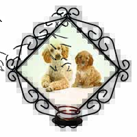 Poodle and Cockerpoo Wrought Iron Wall Art Candle Holder
