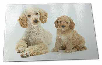 Large Glass Cutting Chopping Board Poodle and Cockerpoo