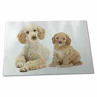 Large Glass Cutting Chopping Board Poodle and Cockerpoo