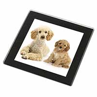 Poodle and Cockerpoo Black Rim High Quality Glass Coaster