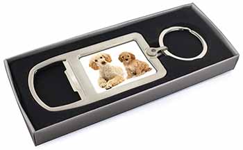 Poodle and Cockerpoo Chrome Metal Bottle Opener Keyring in Box