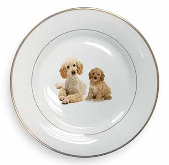 Poodle and Cockerpoo Gold Rim Plate Printed Full Colour in Gift Box