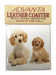 Poodle and Cockerpoo Single Leather Photo Coaster