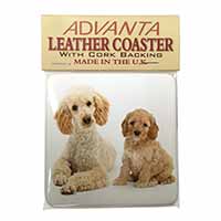 Poodle and Cockerpoo Single Leather Photo Coaster