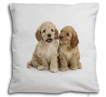 Cockerpoo Puppies Soft White Velvet Feel Scatter Cushion