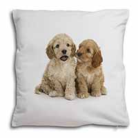 Cockerpoo Puppies Soft White Velvet Feel Scatter Cushion