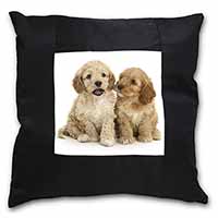 Cockerpoo Puppies Black Satin Feel Scatter Cushion