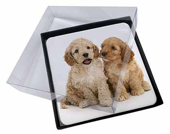 4x Cockerpoo Puppies Picture Table Coasters Set in Gift Box