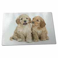 Large Glass Cutting Chopping Board Cockerpoo Puppies