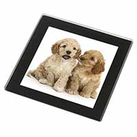 Cockerpoo Puppies Black Rim High Quality Glass Coaster