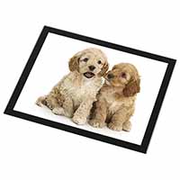 Cockerpoo Puppies Black Rim High Quality Glass Placemat