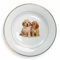 Cockerpoo Puppies Gold Rim Plate Printed Full Colour in Gift Box