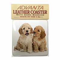 Cockerpoo Puppies Single Leather Photo Coaster