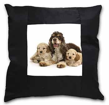 Cocker Spaniel and Cockerpoo Black Satin Feel Scatter Cushion