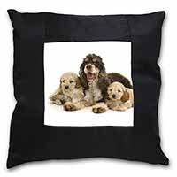 Cocker Spaniel and Cockerpoo Black Satin Feel Scatter Cushion