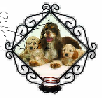 Cocker Spaniel and Cockerpoo Wrought Iron Wall Art Candle Holder