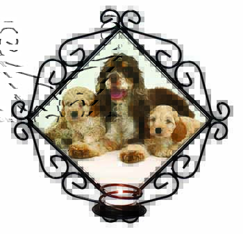 Cocker Spaniel and Cockerpoo Wrought Iron Wall Art Candle Holder