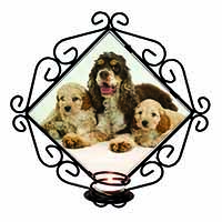 Cocker Spaniel and Cockerpoo Wrought Iron Wall Art Candle Holder