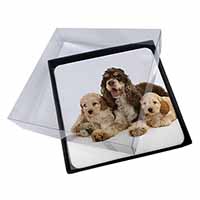 4x Cocker Spaniel and Cockerpoo Picture Table Coasters Set in Gift Box