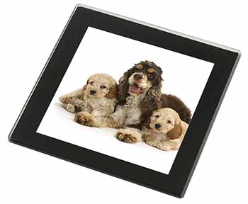 Cocker Spaniel and Cockerpoo Black Rim High Quality Glass Coaster