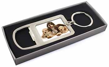 Cocker Spaniel and Cockerpoo Chrome Metal Bottle Opener Keyring in Box