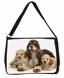 Cocker Spaniel and Cockerpoo Large Black Laptop Shoulder Bag School/College