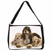 Cocker Spaniel and Cockerpoo Large Black Laptop Shoulder Bag School/College