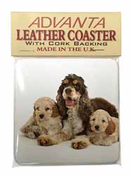 Cocker Spaniel and Cockerpoo Single Leather Photo Coaster