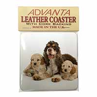 Cocker Spaniel and Cockerpoo Single Leather Photo Coaster