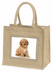 Cockerpoodle Natural/Beige Jute Large Shopping Bag