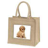 Cockerpoodle Natural/Beige Jute Large Shopping Bag