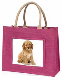Cockerpoodle Large Pink Jute Shopping Bag