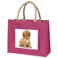 Cockerpoodle Large Pink Jute Shopping Bag