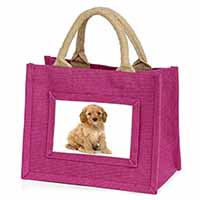 Cockerpoodle Little Girls Small Pink Jute Shopping Bag