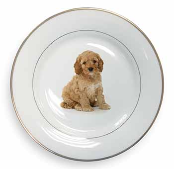 Cockerpoodle Gold Rim Plate Printed Full Colour in Gift Box