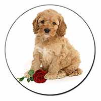 Cockerpoodle Puppy with Red Rose Fridge Magnet Printed Full Colour