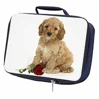 Cockerpoodle Puppy with Red Rose Navy Insulated School Lunch Box/Picnic Bag