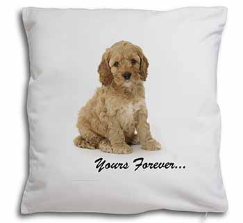 Cockerpoodle Puppy "Yours Forever..." Soft White Velvet Feel Scatter Cushion