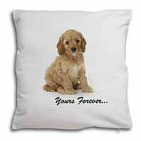 Cockerpoodle Puppy "Yours Forever..." Soft White Velvet Feel Scatter Cushion