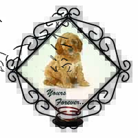 Cockerpoodle Puppy "Yours Forever..." Wrought Iron Wall Art Candle Holder